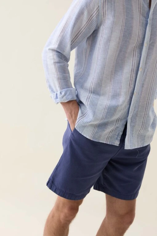 Aker Multi Blues Stripe Linen Shirt - Image 3