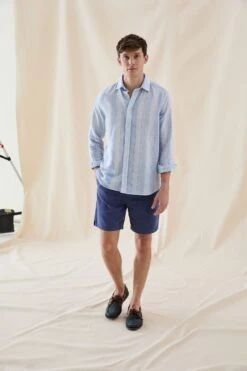 Aker Multi Blues Stripe Linen Shirt -Buff Shop Aker Multi Blues Stripe Shirt4