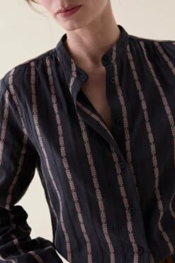Aldwick Charcoal Stripe Nehru Shirt -Buff Shop Aldwick Charcoal Stripe Nehru Shirt5
