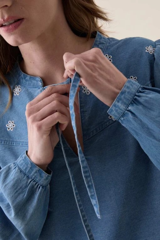 Amberley Denim Broderie Blouse - Image 2