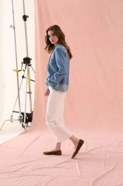 Amberley Denim Broderie Blouse -Buff Shop Amberley Denim Collar Top4
