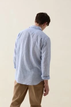 Beacon Blue Stripe Linen Shirt -Buff Shop Beacon Blue Stripe Shirt2