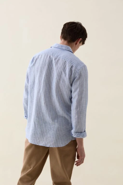 Beacon Blue Stripe Linen Shirt - Image 3
