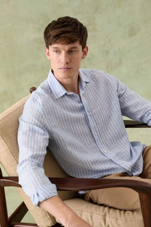 Beacon Blue Stripe Linen Shirt