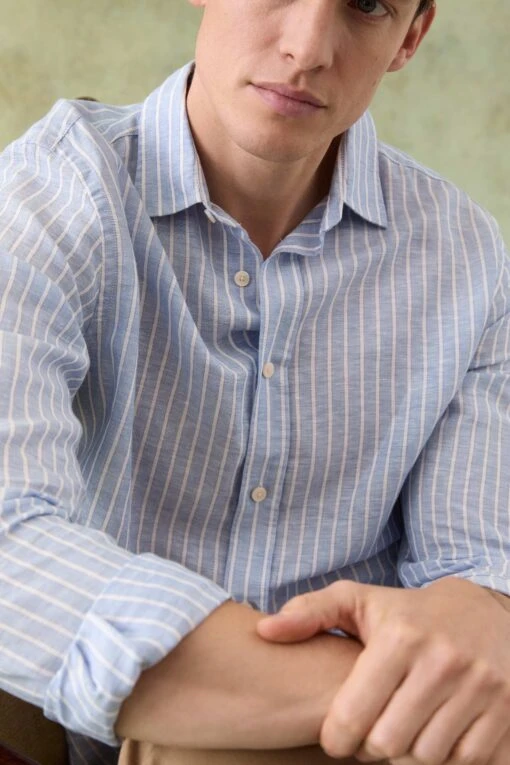 Beacon Blue Stripe Linen Shirt - Image 4