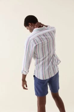 Bishopstone Multi Stripe Linen Shirt -Buff Shop Bishopstone Multi Linen Shirt2
