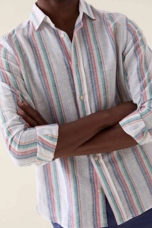 Bishopstone Multi Stripe Linen Shirt - Image 3
