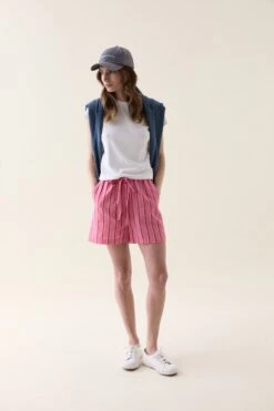 Bodiam Pink Painted Stripe Shorts -Buff Shop Bodiam Pink Stripe Shorts1