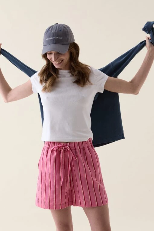 Bodiam Pink Painted Stripe Shorts - Image 3