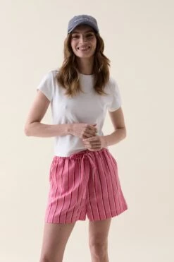 Bodiam Pink Painted Stripe Shorts -Buff Shop Bodiam Pink Stripe Shorts5