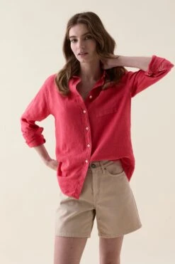 Burley Washed Red Linen Shirt -Buff Shop Burley Red Shirt1