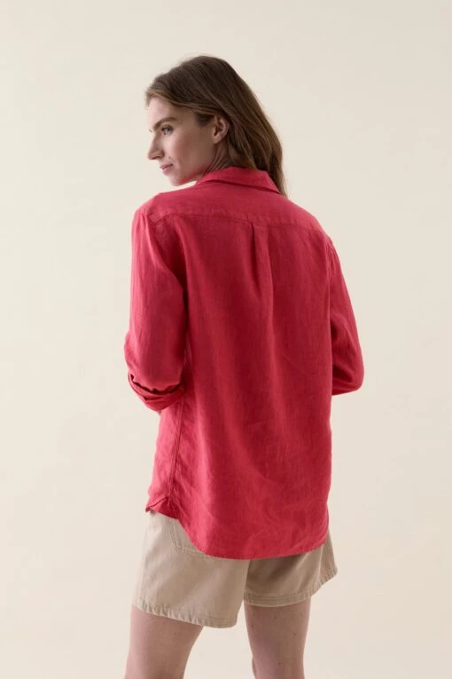 Burley Washed Red Linen Shirt - Image 5