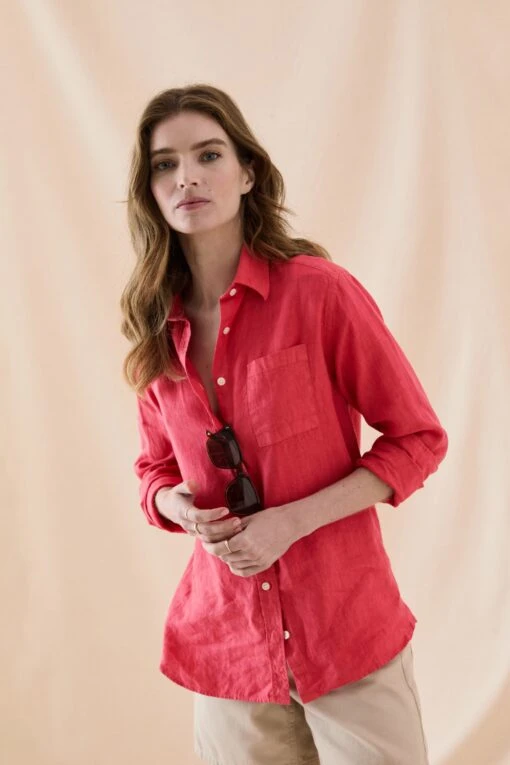 Burley Washed Red Linen Shirt - Image 2