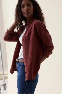 Burley Washed Rust Linen Shirt -Buff Shop Burley Rust Linen Shirt1