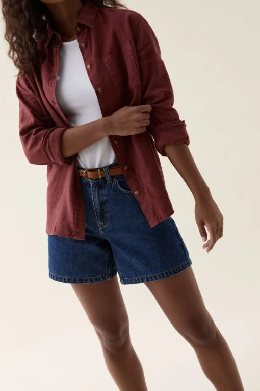 Burley Washed Rust Linen Shirt - Image 3