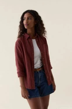Burley Washed Rust Linen Shirt -Buff Shop Burley Rust Linen Shirt3