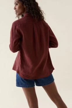 Burley Washed Rust Linen Shirt -Buff Shop Burley Rust Linen Shirt4
