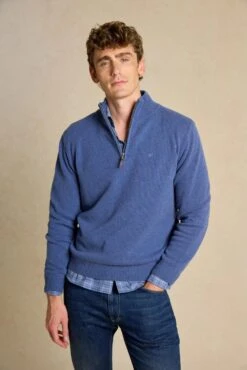 Colesbourne Denim Blue Half Zip Jumper
