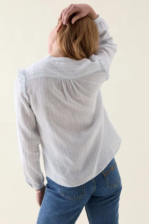 Ellen Ruffle Sleeve Linen Shirt - Image 5