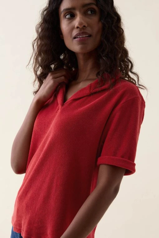 Elsted Red Towelling Polo