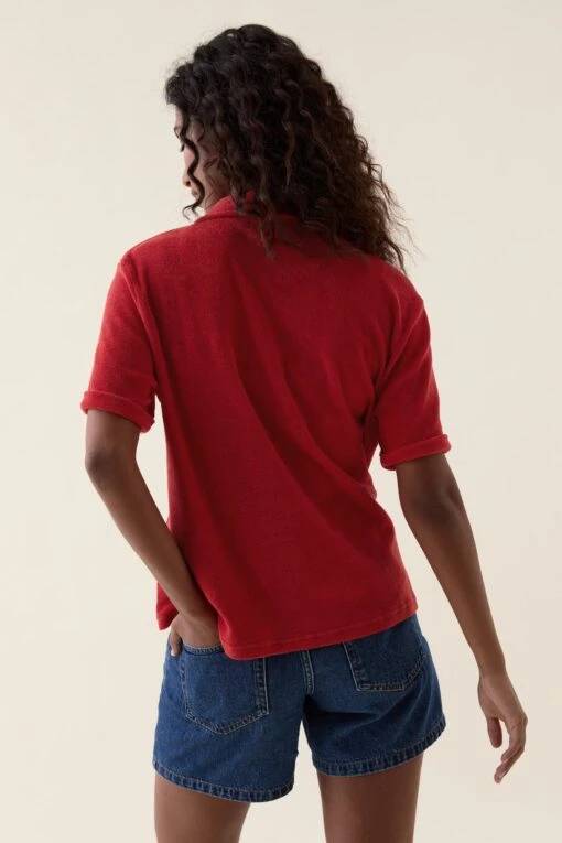 Elsted Red Towelling Polo - Image 5