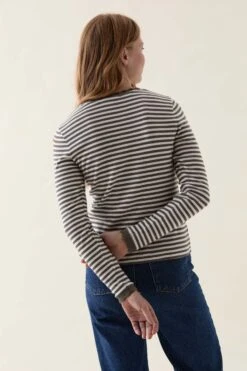 Felpham Khaki Stripe Button Top -Buff Shop Felpham Khaki Stripe Button Top5