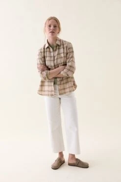 Frimley Khaki Check Linen Shirt -Buff Shop Firmley Khaki Check Linen Shirt1