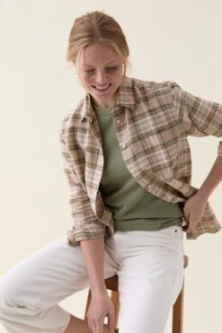 Frimley Khaki Check Linen Shirt