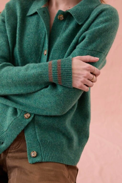 Hellebore Green Collared Cardigan - Image 2