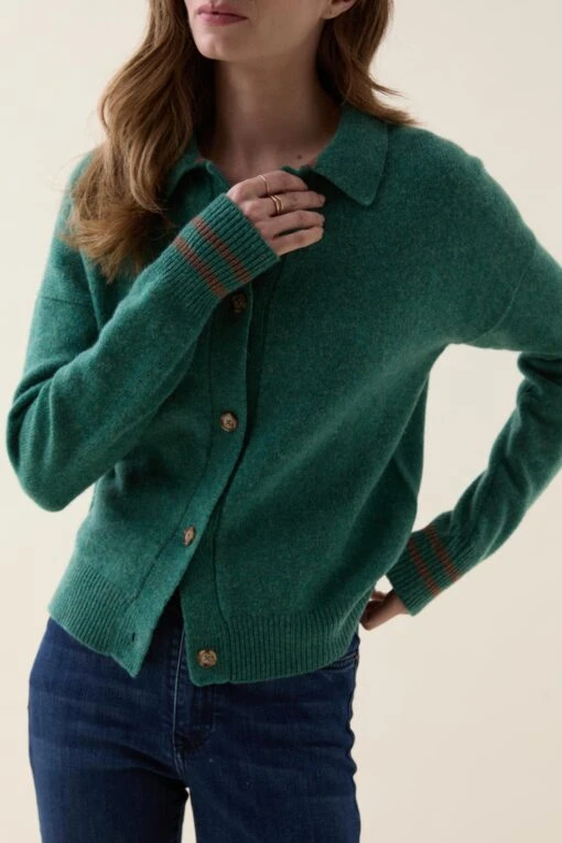 Hellebore Green Collared Cardigan - Image 4