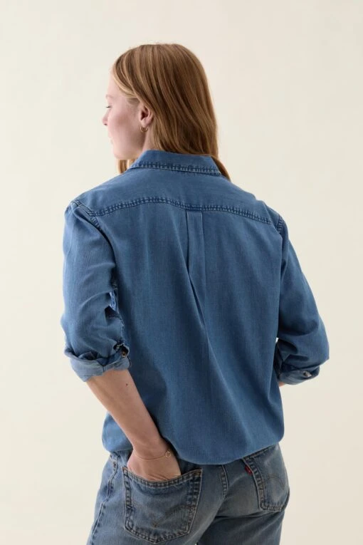 Keymar Washed Indigo Popover Top - Image 7