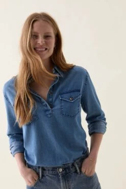 Keymar Washed Indigo Popover Top -Buff Shop Keymar Washed Indigo Popover Top3