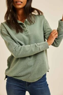 Kittisford Khaki Half Button Sweat -Buff Shop KhakiHalfButtonSweat1