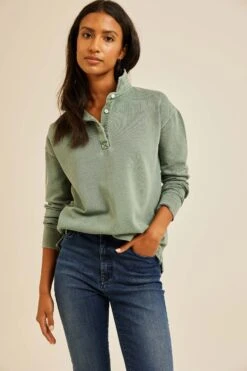 Kittisford Khaki Half Button Sweat