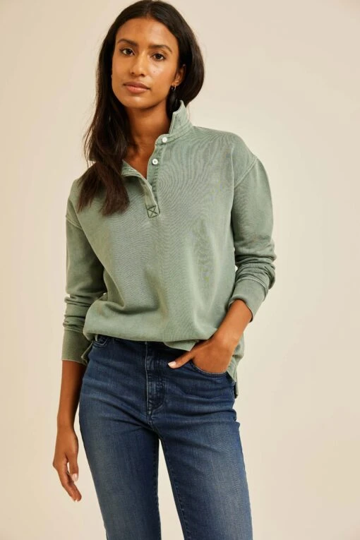 Kittisford Khaki Half Button Sweat