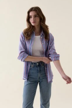Slyfield Multi Stripe Linen Shirt -Buff Shop LOOK 102579