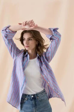 Slyfield Multi Stripe Linen Shirt -Buff Shop LOOK 102602