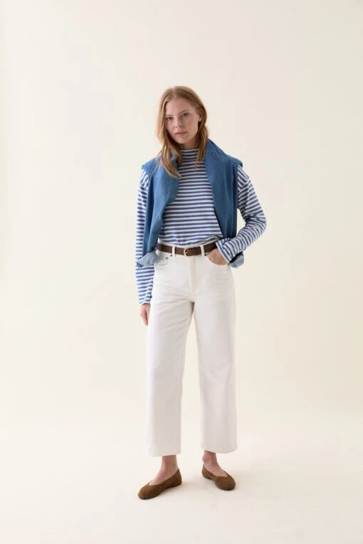 Laleham Blue Stripe Mock Neck Tee - Image 6