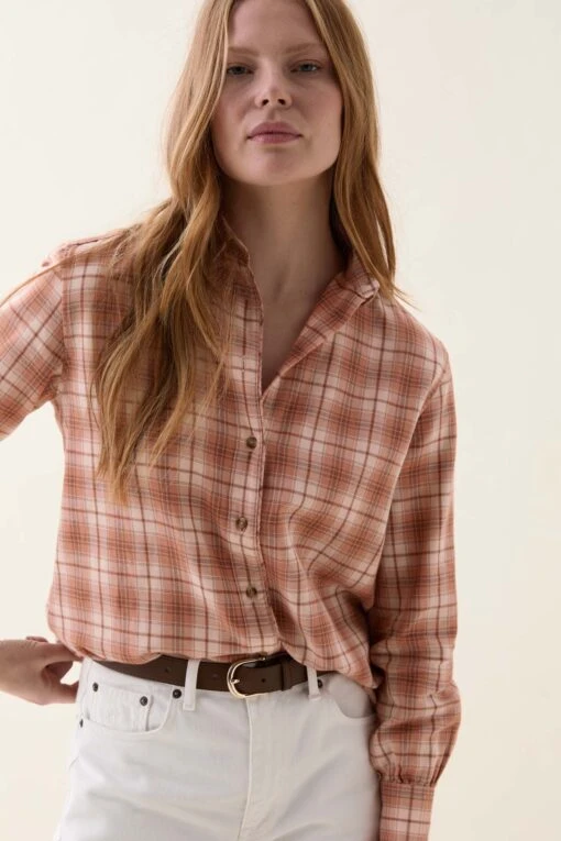 Leigh Terracotta Check Shirt - Image 2
