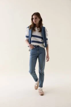 Loxwood Mid Blue Chest Stripe Rugby -Buff Shop Loxwood Blue Stripe Rugby1