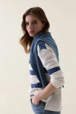 Loxwood Mid Blue Chest Stripe Rugby -Buff Shop Loxwood Blue Stripe Rugby2