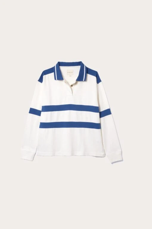 Loxwood Mid Blue Chest Stripe Rugby - Image 8