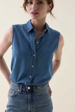 Maudlin Light Denim Sleeveless Shirt