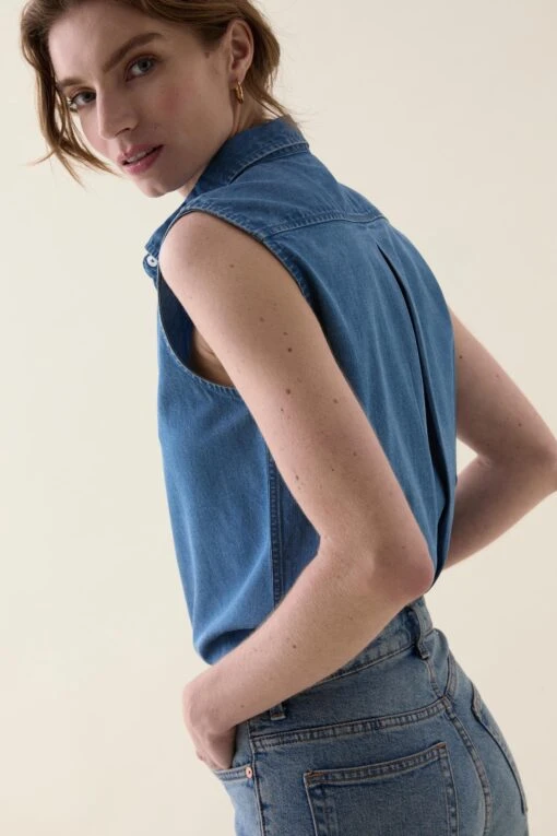 Maudlin Light Denim Sleeveless Shirt - Image 5