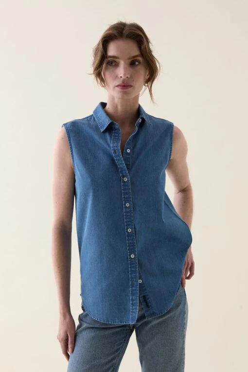 Maudlin Light Denim Sleeveless Shirt - Image 4