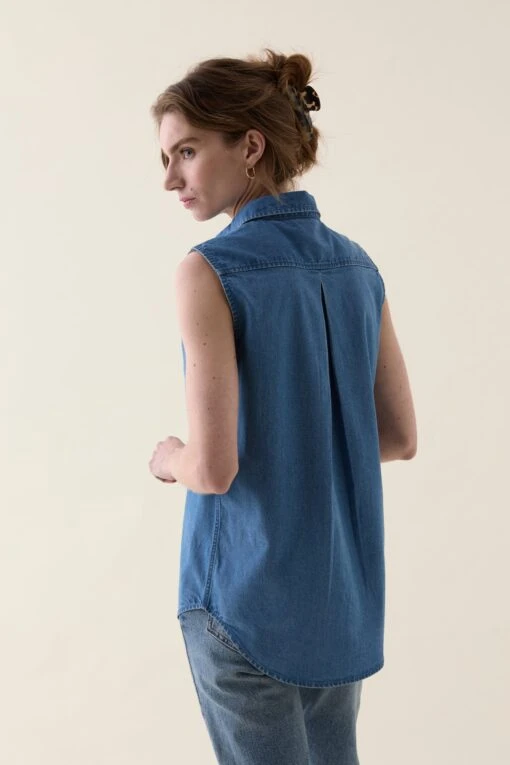 Maudlin Light Denim Sleeveless Shirt - Image 6