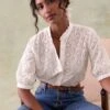 Mimbridge Frill Neck Broderie Shirt -Buff Shop Mimbridge Frill Neck Shirt2 6c50128b 5ee3 47b4 93a6 8e6a3d00c46c