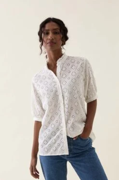 Mimbridge Frill Neck Broderie Shirt -Buff Shop Mimbridge Frill Neck Shirt5 08b6337c 7d19 4a3b 80e7 419e7b0203f2