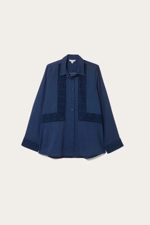 Newhaven Navy Broderie Panel Shirt - Image 7