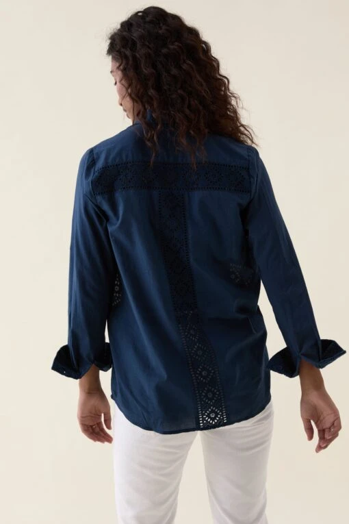 Newhaven Navy Broderie Panel Shirt - Image 6